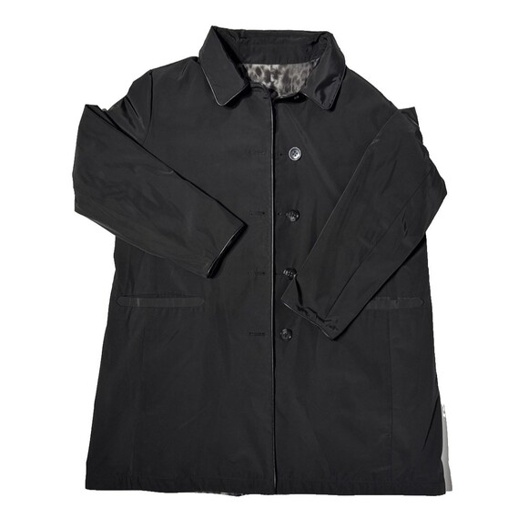 Jane Post Reversible Rain Coat Jacket Black Gray Leopard Print Women’s Size XL - Picture 3 of 16